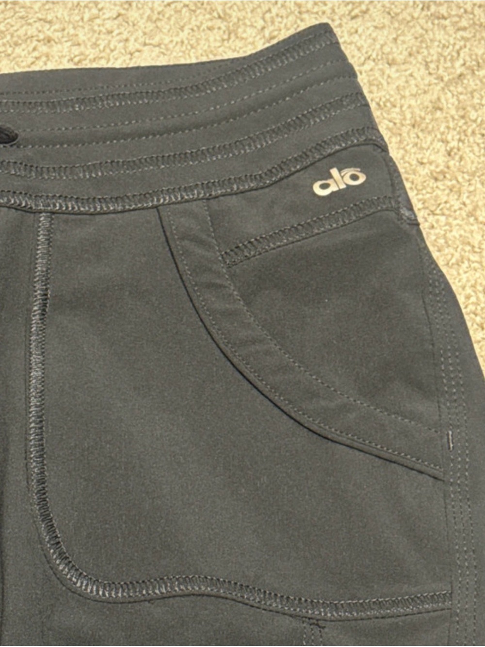 ALO Yoga Black Track Pants with Pocket Detail